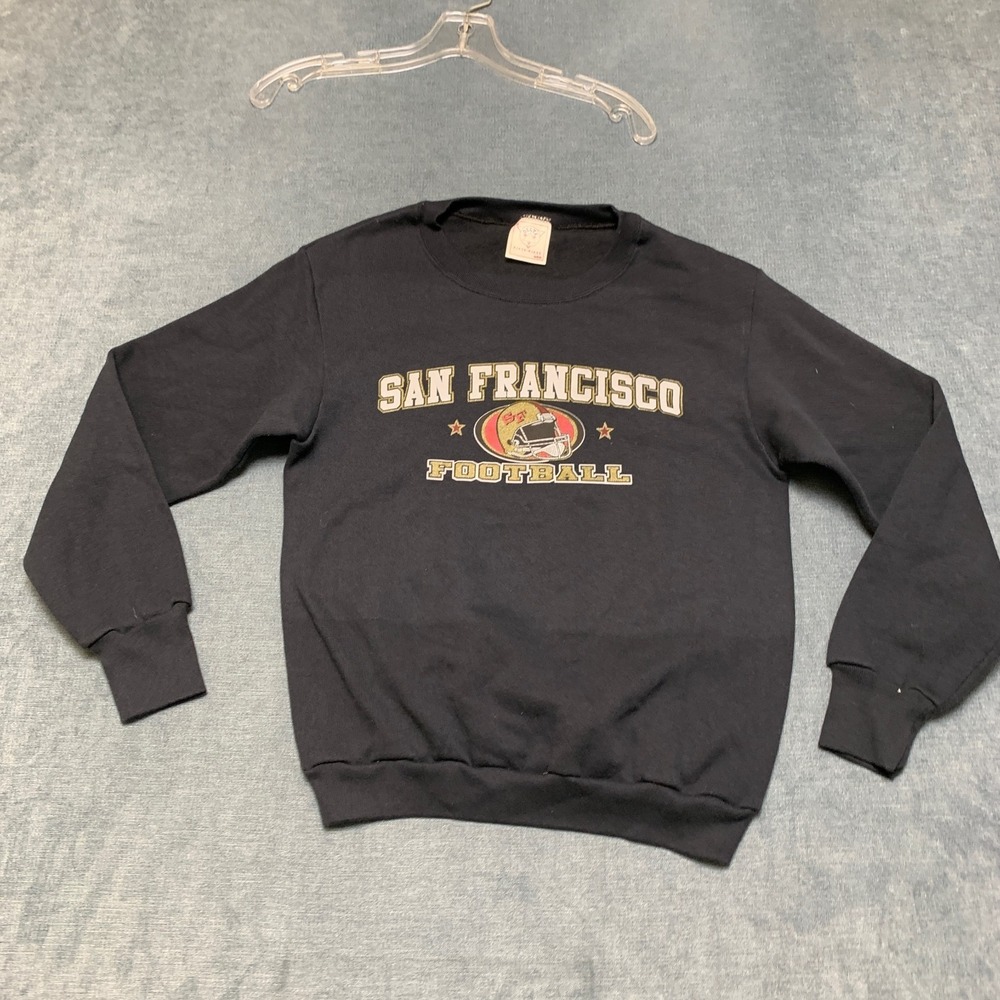 VTG San Francisco 49ers Crewneck Sweatshirt Womens S Black Graphic Long Sleeve